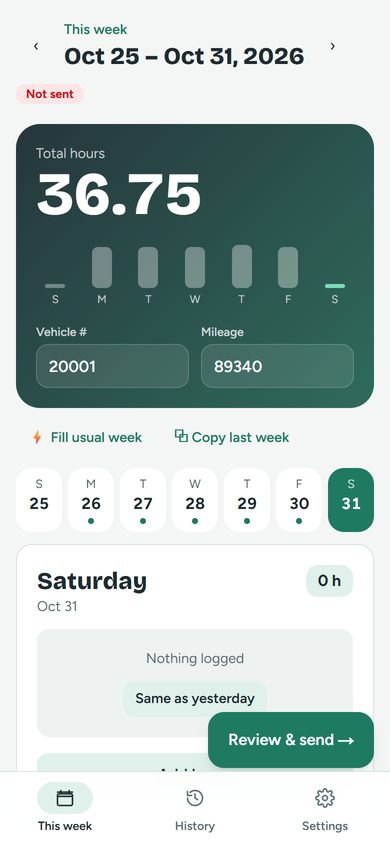 This week page on a phone with a row of days and today's card